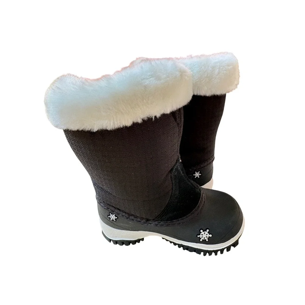Baffin Switzerland Kids Snow Boots Black Faux Fur Snowflake Size 5 NWT